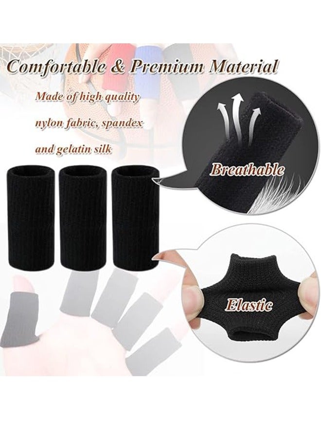 Finger Cots Protector, Set Of 10 Sports Finger Cots Elastic Thumb Support Support For Basketball Golf Premium Finger Cots For Arthritis Perfect Pain Relief (Set of 10 Black) - Image 3