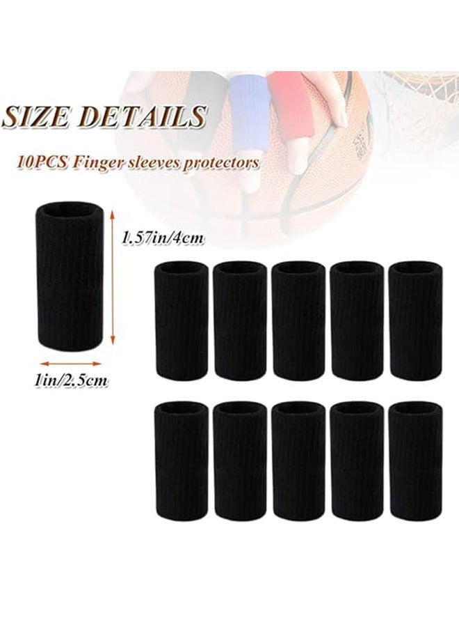 Finger Cots Protector, Set Of 10 Sports Finger Cots Elastic Thumb Support Support For Basketball Golf Premium Finger Cots For Arthritis Perfect Pain Relief (Set of 10 Black) - Image 4