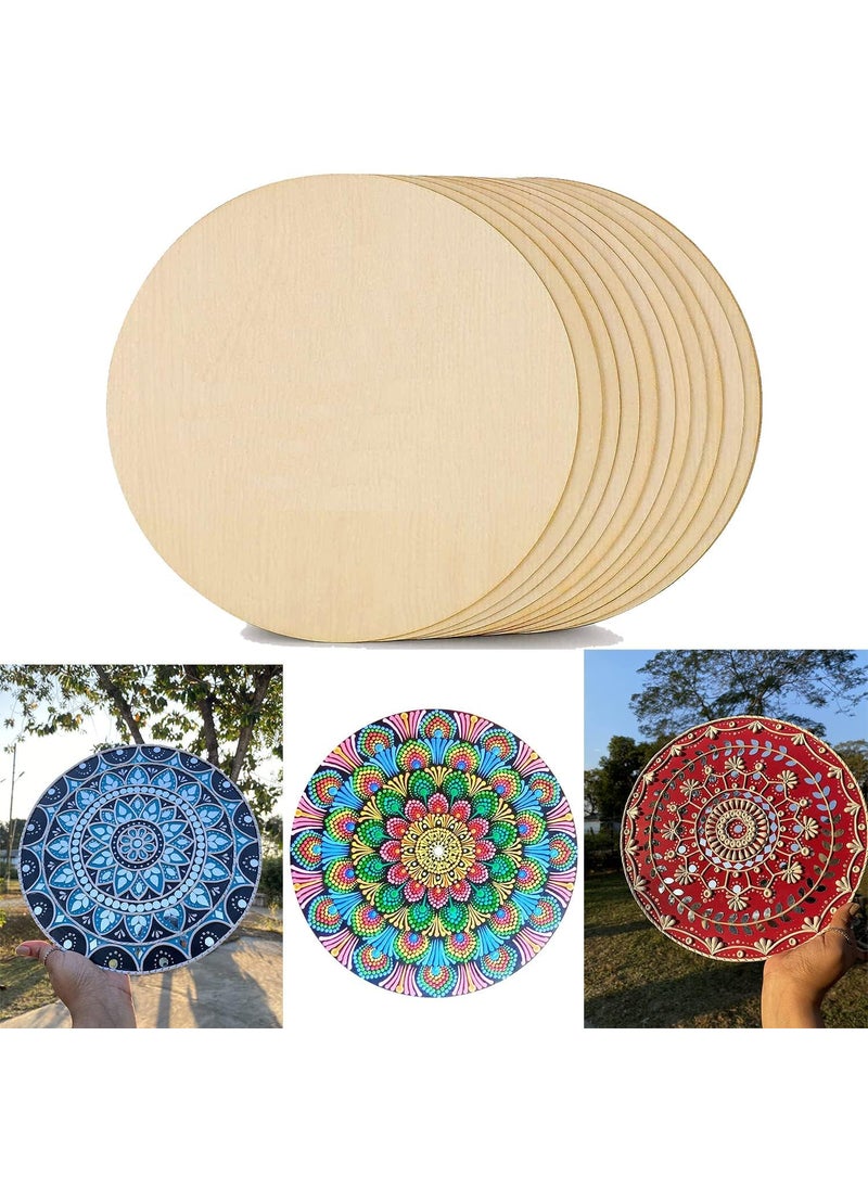 Kd Retail Kd Retail Round Shape MDF Pine Wood 25mm Thick 12 inch MDF Board for Art and Craft Unfinished Round Wood Slices for Resin Mandala Art Pyrography Painting 8  - Image 4