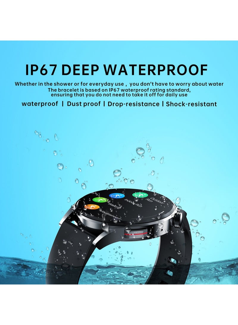 QS39 HD Full Circle Body Temperature Measurement Heart Rate Blood Pressure Blood Oxygen Music Bluetooth Call Smart Watch (Gold + Three-Bead Steel Strap) - Image 5