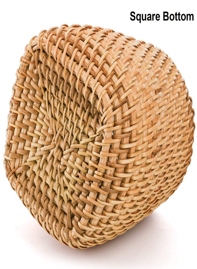 Hacaroa Set of 2 Rattan Pencil Holder for Desk, Handmade Wicker Pen Cup Cute Boho Desk Organizer, Woven Makeup Brush Holder Utensil Container for Home, Office Table Decor - Image 3