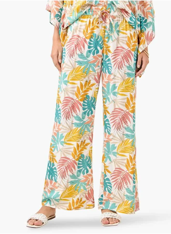 FAV All-Over Print V-neck Top and Pants Set