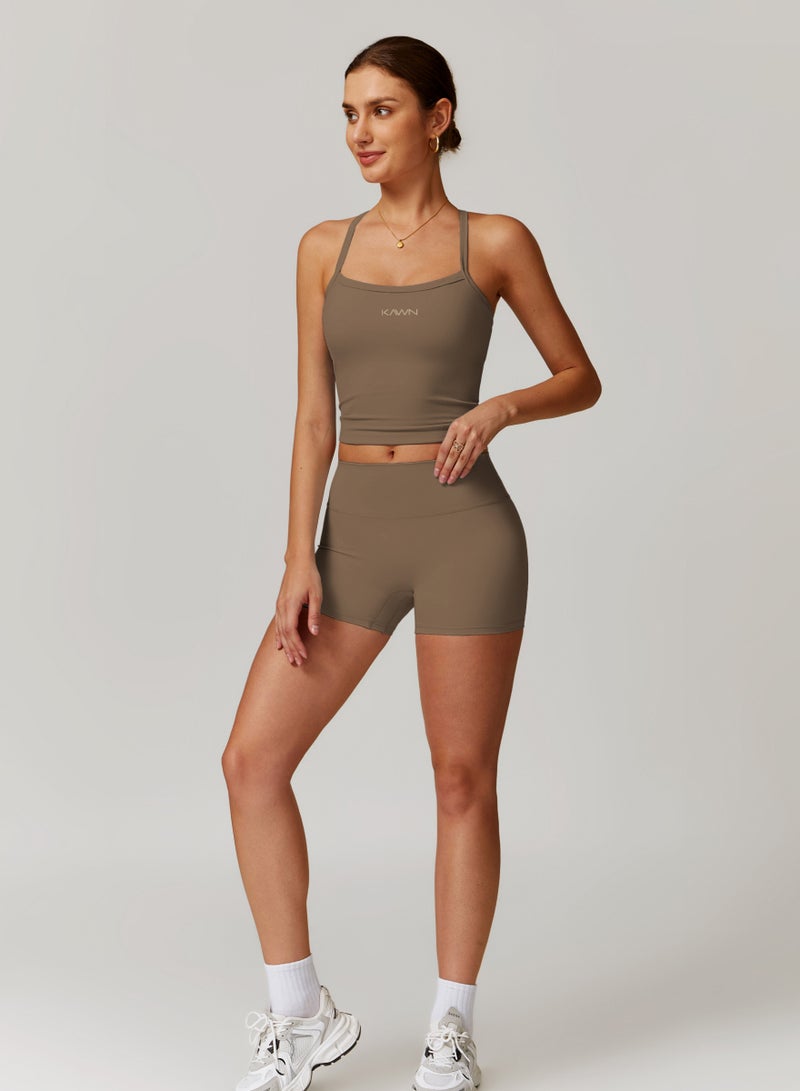 KAWN.YOGA Womens Mid Waist Contour Workout Sport Yoga Shorts - Image 1