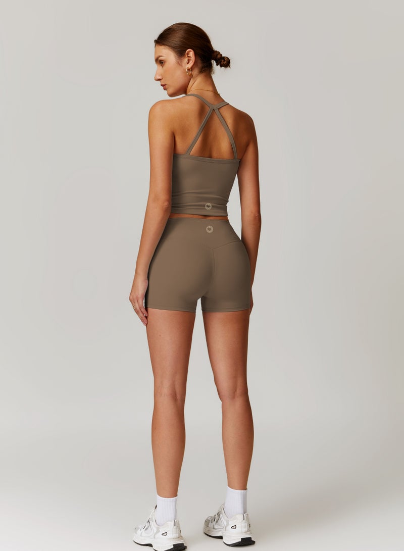 KAWN.YOGA Womens Mid Waist Contour Workout Sport Yoga Shorts - Image 2