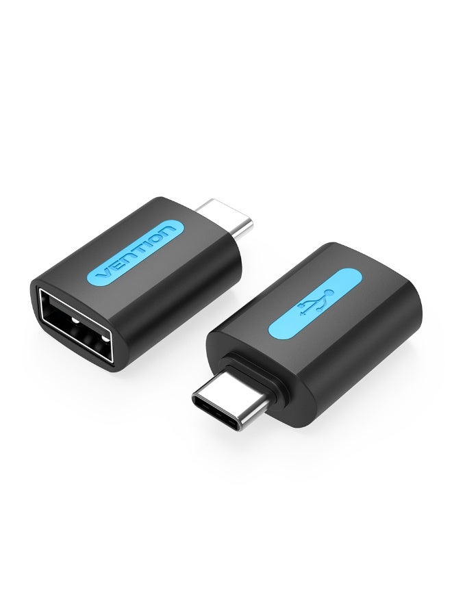 VENTION USB-C Male to USB 2.0 Female OTG Adapter Black PVC Type Model # CDTB0 - Image 1