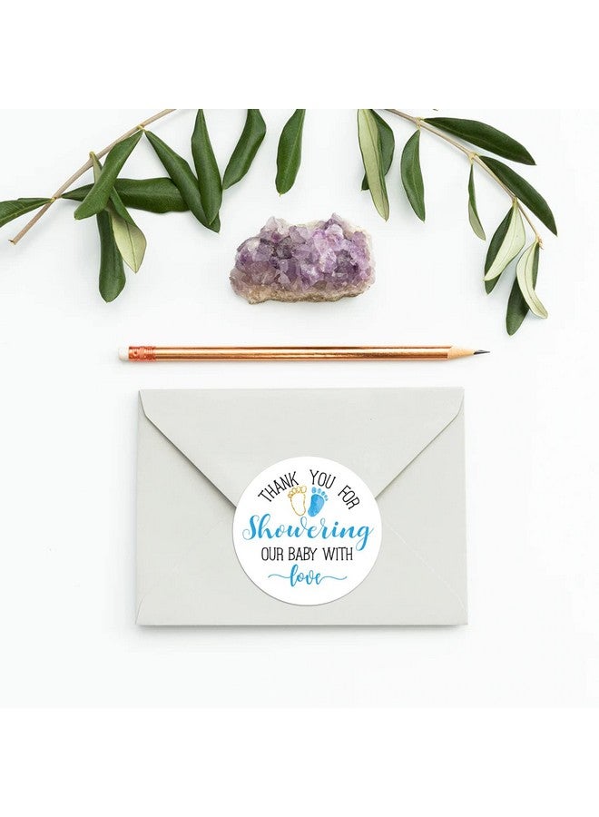 EKSPLODI Blue Baby Shower Stickers, Thank You for Showering Our Baby with Love Stickers, Baby Shower Favors for Boys, Thank You Stickers Baby Shower, 2 Inch, Pack of 50. - Image 4