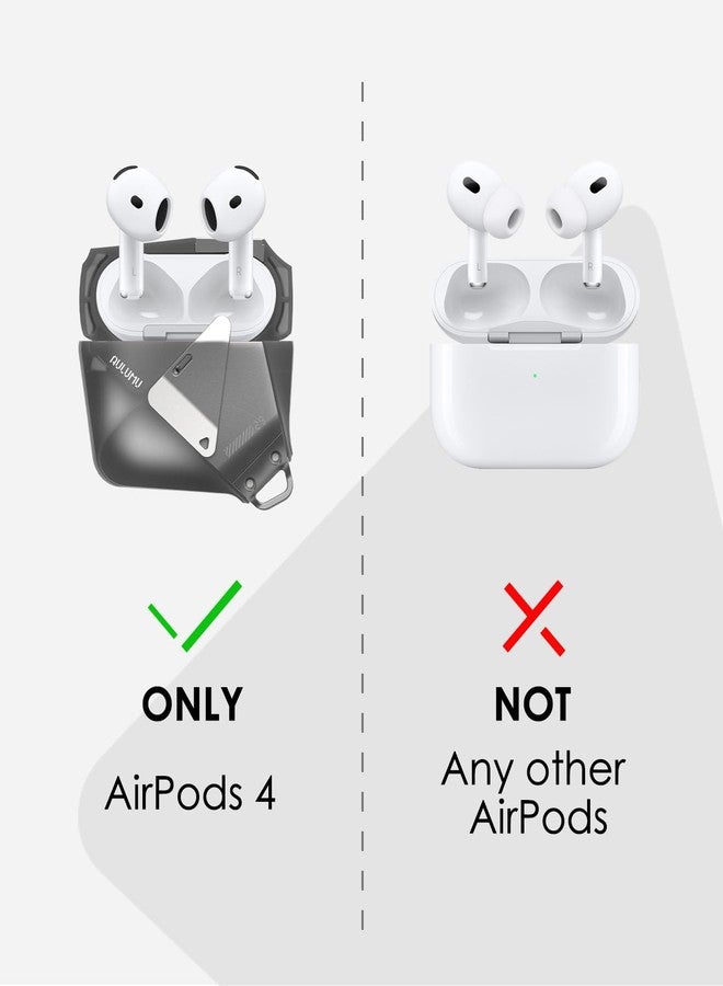 Aulumu A29 Geometric AirPods 4 Case with Lock | Protective Cover with Nylon Buckle | Alloy Armour | Compatible with Apple AirPods 4th (2024) - Translucent Grey - Image 2