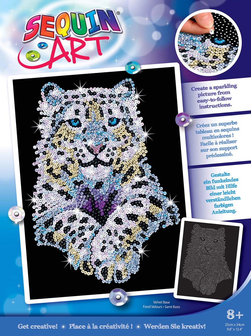 Sequin Art Blue, Snow Leopard, Sparkling Arts and Crafts Picture Kit; Creative Crafts for Adults and Kids, Multicolor - Image 1