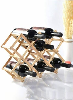 HOME TASTE Hometaste Free-Standing Wooden Wine Rack For Display And Storage - Tabletop And Countertop Bottle Holder Shelves (10 Bottle Natural) 