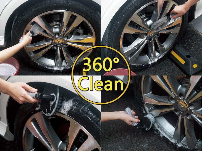 Winberg 2 Pcs Tyre and Alloy Wheel Cleaning Brush, Rim Cleaner for Your Car, Motorcycle or Bicycle Tire Brush Washing Tool TY02 - Image 3
