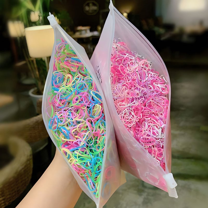 3000pcs Hair Rubber Bands Disposable Soft Elastic Hair Ties Women Girls Small Tiny Colorful Disposable Rubber Bands - Image 5