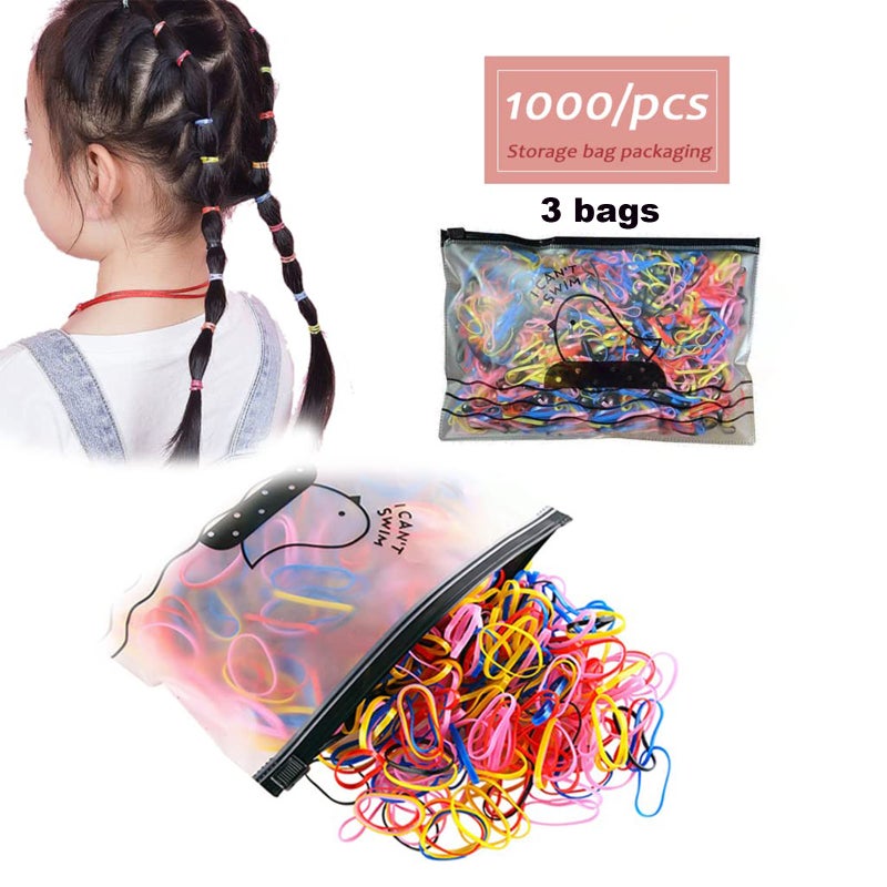3000pcs Hair Rubber Bands Disposable Soft Elastic Hair Ties Women Girls Small Tiny Colorful Disposable Rubber Bands - Image 2