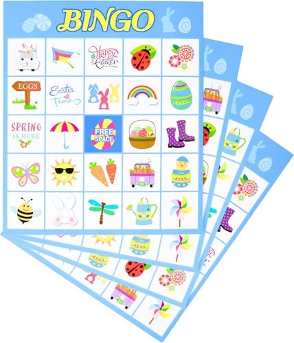 Iconikal 32 Player Easter Bingo Set with Bonus Pin the Nose on the Bunny Game - Image 1