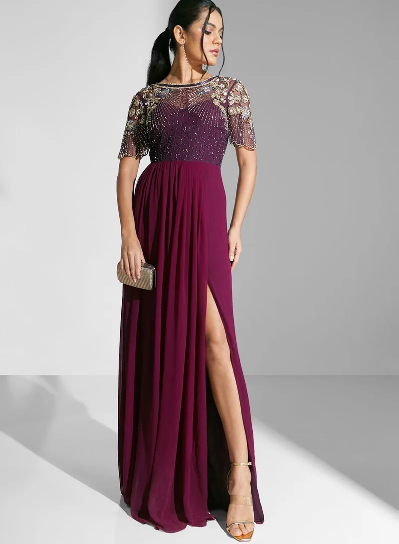 virgos lounge purple dress open lace back dress Virgos lounge Purple sequin midi dress