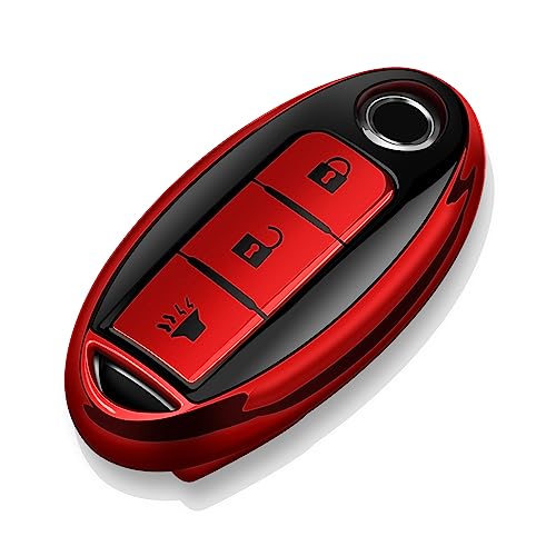 Tukellen Compatible with Nissan Key Fob Cover Soft TPU Key Case for Infiniti X-Trail Rogue Altima Quest Pathfinder Sentra Patrol CIMA Fuga Armada Teana Murano 3 Buttons Key Shell-Red - Image 1