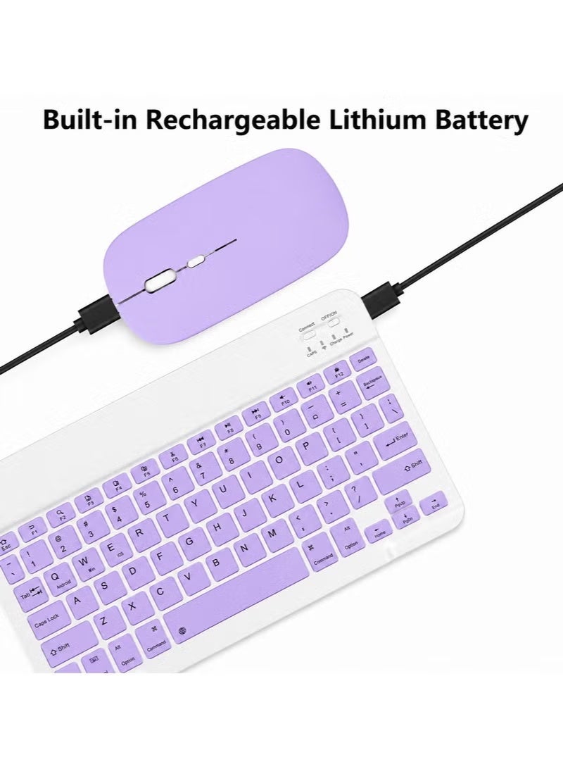 ELTRAZONE Wireless Bluetooth Keyboard & Mouse Combo, Ultra-Slim Rechargeable Silent Typing Set, Portable Keyboard & Mouse for Android, Windows, Tablets & Phones Purple - Image 5