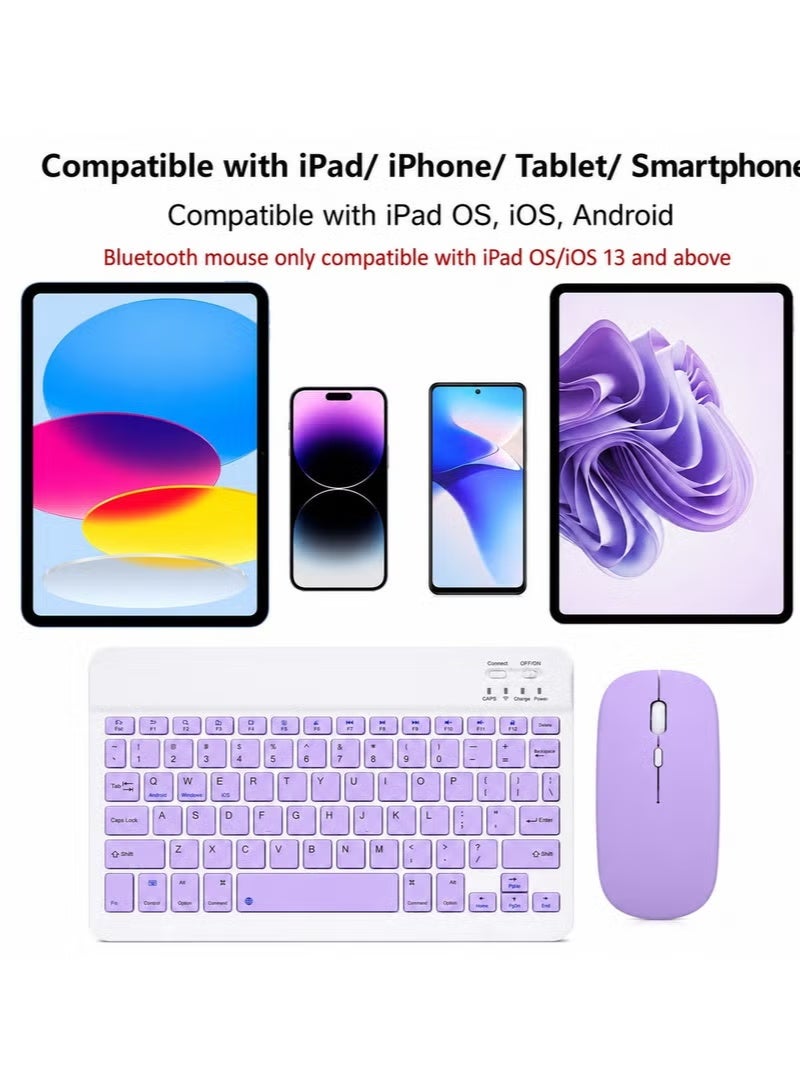 ELTRAZONE Wireless Bluetooth Keyboard & Mouse Combo, Ultra-Slim Rechargeable Silent Typing Set, Portable Keyboard & Mouse for Android, Windows, Tablets & Phones Purple - Image 3