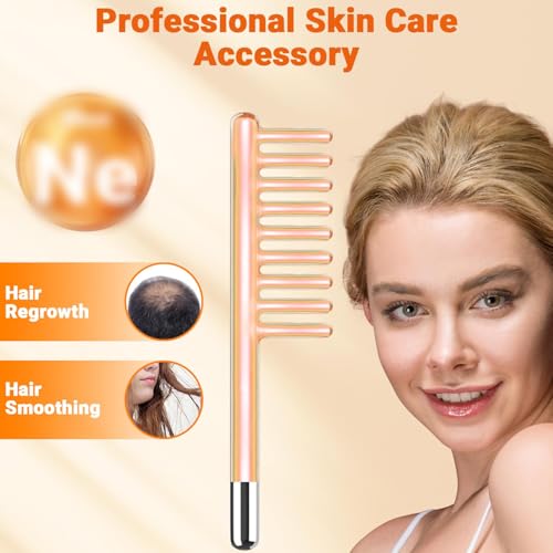 piercing High Frequency Wand For Hair, Dandruff Remover Comb, Splitends Remover Machine For Hair High-Frequency Comb Only 1-Pc Scalp Stimulating Attachment(Red) - Image 2