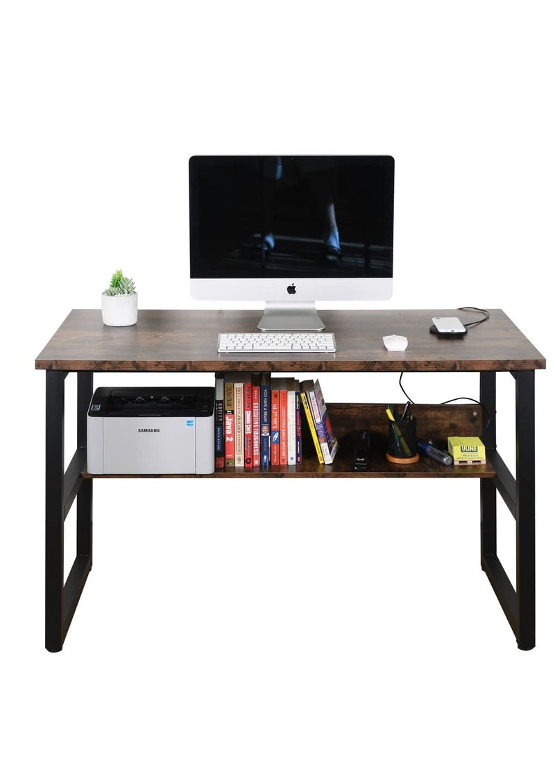 WALALLA Computer desk with hutch and bookshelf home office desk with space saving design, metal legs table desk with upper storage shelves for study writing and workstation, easy assemble 120x45x72cm - Image 5