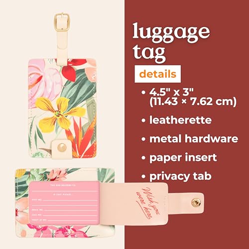 Ban.do Women's Getaway Leatherette Floral Luggage Tag with Strap, Paradiso - Image 2