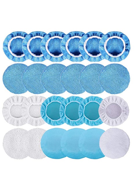 Car Polishing Bonnet Pads, Elastic Including 12 Packs Microfiber Car Polishing Bonnet 4 Packs Waxing Bonnet 6 Packs Non-Woven Buffing Pad and 2 Packs Cotton Bonnet for Car Polisher