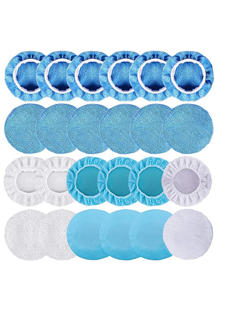 SYOSI - Car Polishing Bonnet Pads, Elastic Including 12 Packs Microfiber Car Polishing Bonnet 4 Packs Waxing Bonnet 6 Packs Non-Woven Buffing Pad and 2 Packs Cotton Bonnet for Car Polisher - Image 1