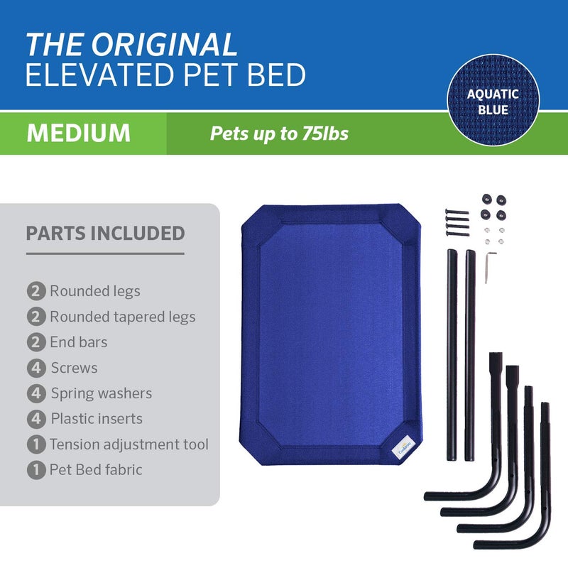 Coolaroo Original Elevated Dog Bed - Breathable Off-The-Ground Pet Bed with Cooling Fabric, Joint Relief & Moisture-Resistant Fabric, 100% Recyclable, Easy Clean, Aquatic Blue, Medium - Image 5
