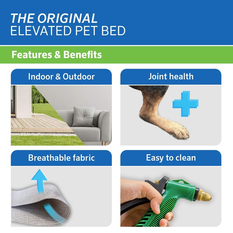 Coolaroo Original Elevated Dog Bed - Breathable Off-The-Ground Pet Bed with Cooling Fabric, Joint Relief & Moisture-Resistant Fabric, 100% Recyclable, Easy Clean, Aquatic Blue, Medium - Image 3