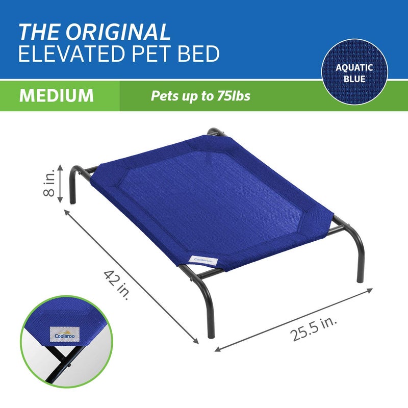 Coolaroo Original Elevated Dog Bed - Breathable Off-The-Ground Pet Bed with Cooling Fabric, Joint Relief & Moisture-Resistant Fabric, 100% Recyclable, Easy Clean, Aquatic Blue, Medium - Image 4