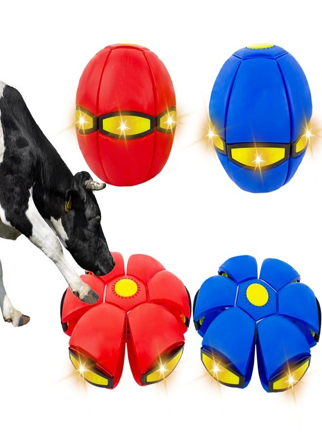 OOXYG 2PCS Magic Bouncing Ball, Magic Meta - Ball for Dog, Children Bouncing Balls, Dogs Flying Saucer, Bouncy Balls, Parent-Child Interaction, Dual Form Freely Switchable, with 3 Light Red+Blue - Image 1