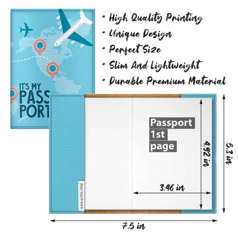 Quttie Passport Cover for Kids, Women and Men, Cute Travel Passport Holder (Airplane) - Image 2
