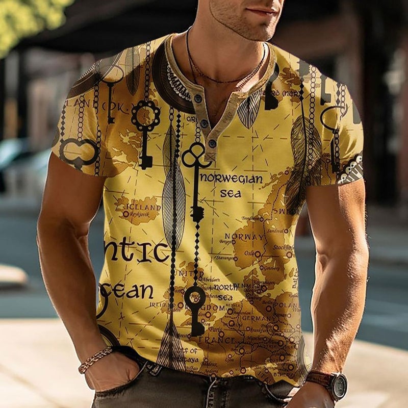 Men'S Short-Sleeved High-End Men'S All-Match Casual New Fashion Trend Lapel T-Shirt Three-Point Sleeve Top Me12 - Image 4