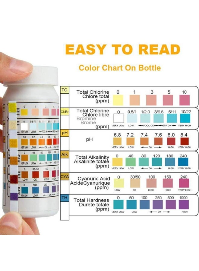 6 In 1 Multipurpose Chlorine Ph Test Strips Spa Swimming Pool Water Tester Paper - Image 4
