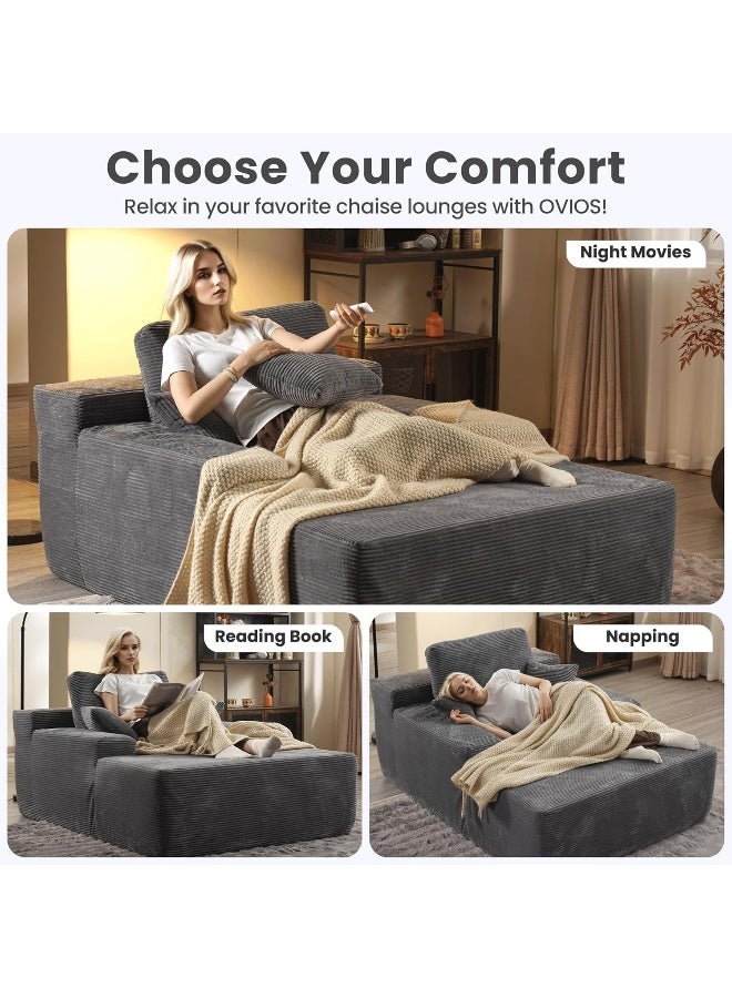 Zayn comforts Cozy Chaise Lounge Chair Premium velvet Upholstered Sofa Bed with Armrests & 2 Plush Pillows, Oversized Fluffy Comfort 170cm x 122cm (Green) - Image 5