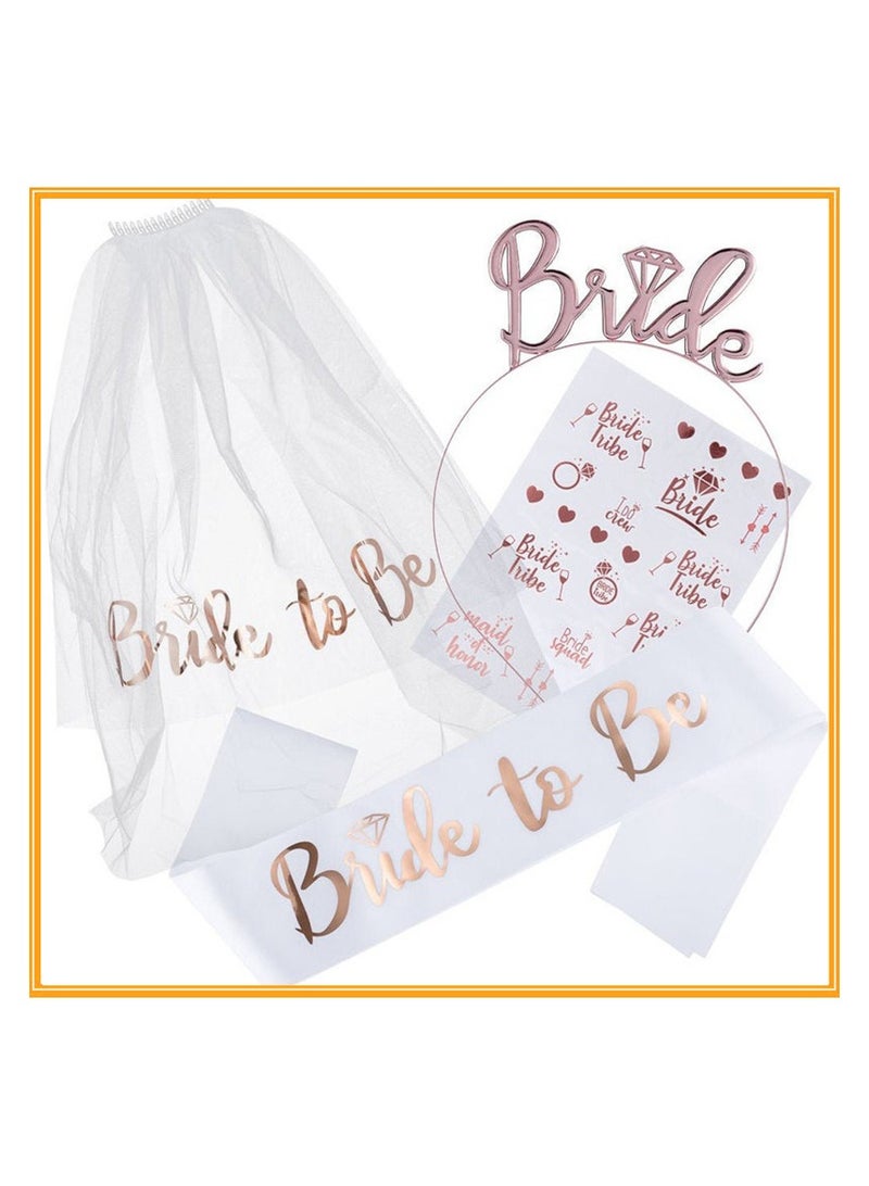 general Bridal decoration set, bridal belt, headpiece, bridal veil and comb, bridal gift to decorate the wedding( White) - Image 1