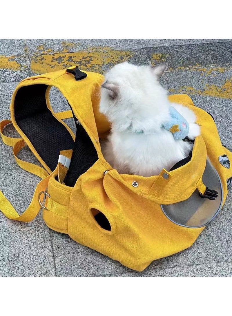 عام حقيبة قطة محمولة مثل حقيبة الظهر، مصنوعة من قماش منشف. تناسب القطط الصغيرة والحيوانات الأليفة الكبيرة على حد سواء. إنها حقيبة كبيرة وملائمة للجلد، ومريحة للقطط، وتضمن سلامتها. - Image 3