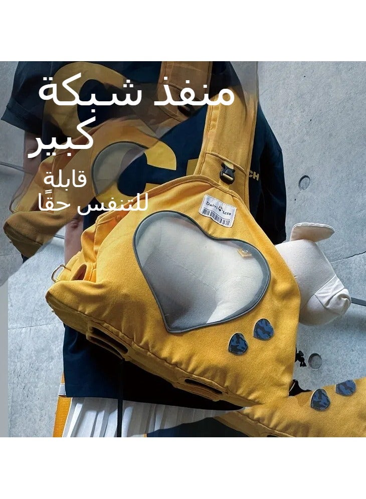 عام حقيبة قطة محمولة مثل حقيبة الظهر، مصنوعة من قماش منشف. تناسب القطط الصغيرة والحيوانات الأليفة الكبيرة على حد سواء. إنها حقيبة كبيرة وملائمة للجلد، ومريحة للقطط، وتضمن سلامتها. - Image 4