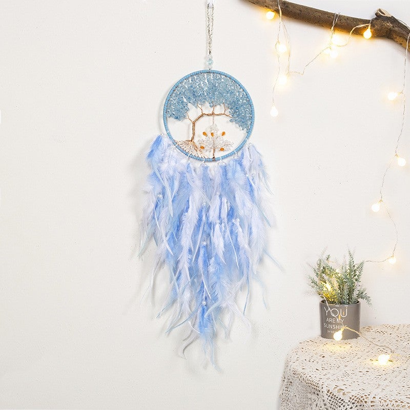 A Variety Of Popular Natural Gravel Tree Of Life Dream Catcher Hangings Colorfulful Feather Wind Chimes Wall Decoration Pendants - Image 1
