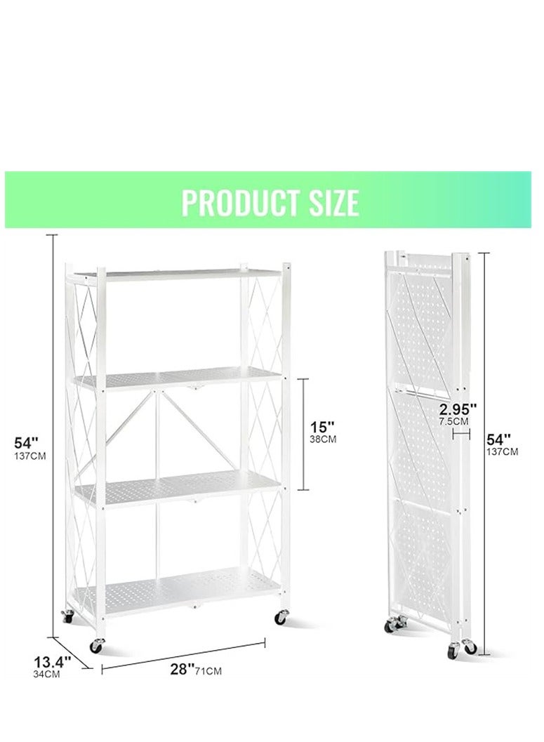 4-Tier Layer Heavy Type Carbon Steel Shelving Storage Unit Rack Storage Organizer White - Image 2