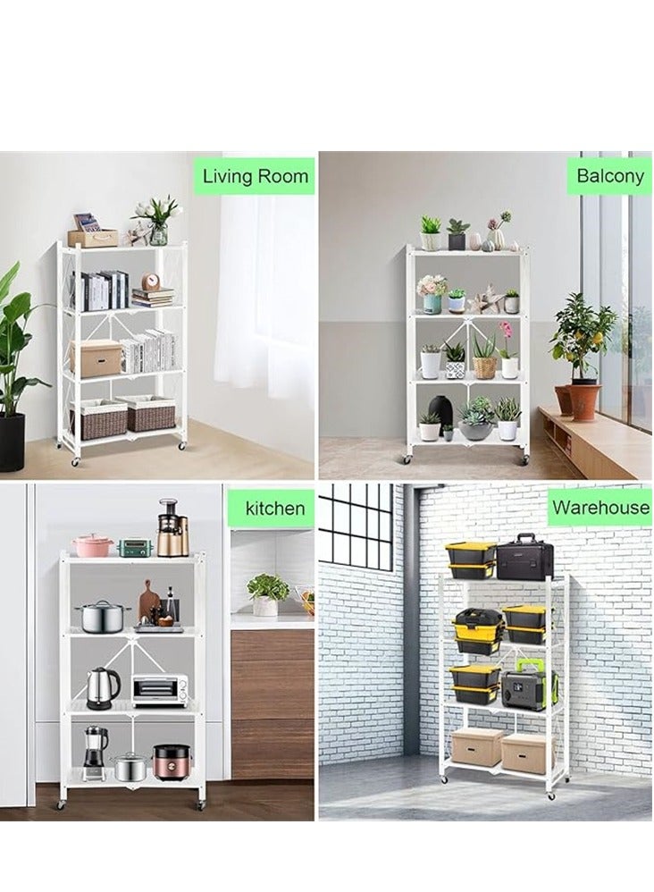 4-Tier Layer Heavy Type Carbon Steel Shelving Storage Unit Rack Storage Organizer White - Image 4