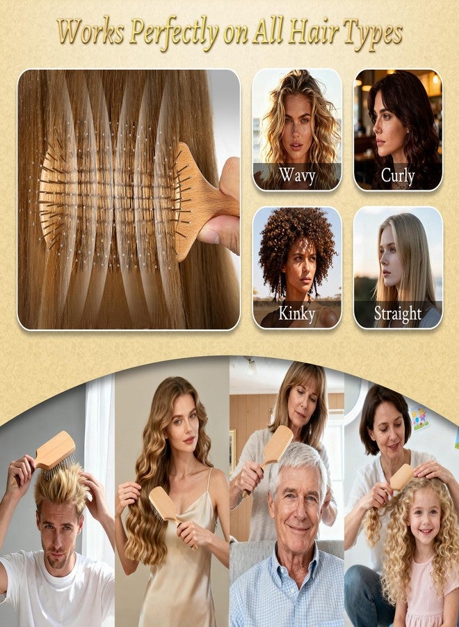 BFWood Paddle Hair Brush with Steel Bristles, Metal Hair Brush, Help Hair Growth and Massaging Scalp, Anti-frizz Metal Detangling Brush Styling Hairbrush - Image 5