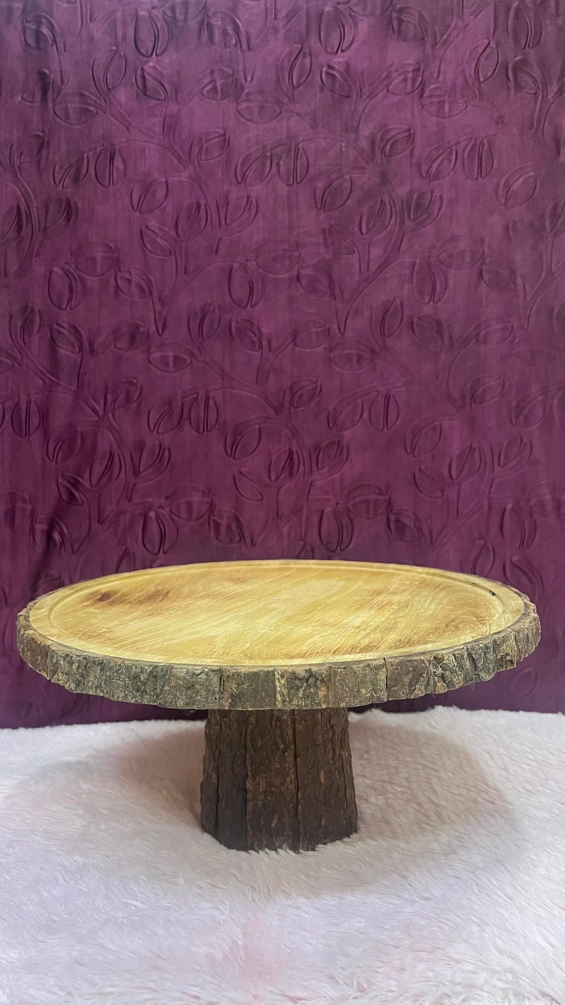 BAKERS 4U Wooden Natural Wood Cake Stand, 12 inch (30.48 cm) Diameter, Round - Image 3