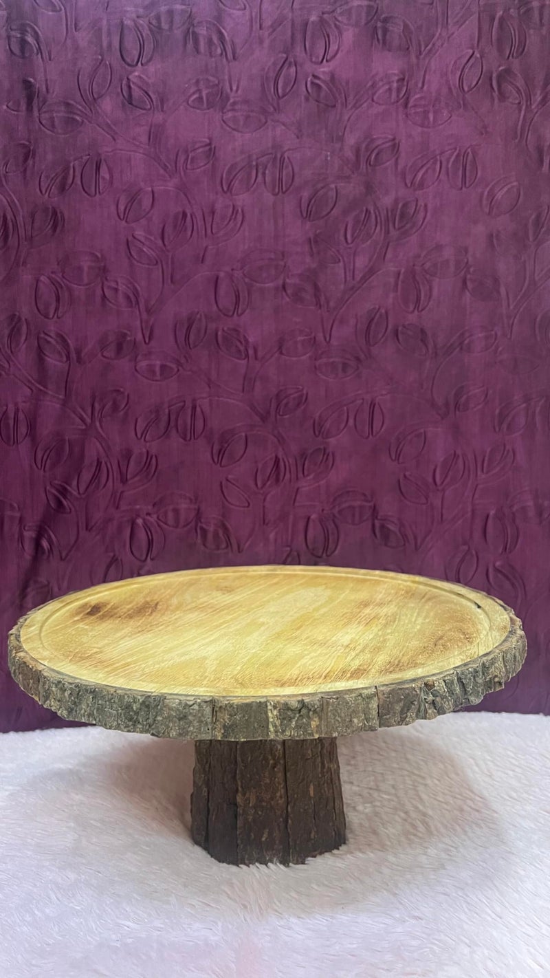 BAKERS 4U Wooden Natural Wood Cake Stand, 12 inch (30.48 cm) Diameter, Round - Image 2