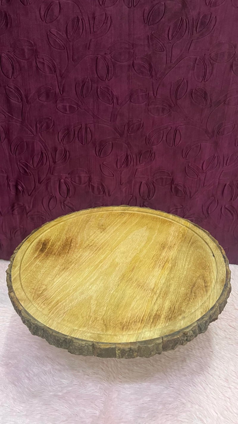 BAKERS 4U Wooden Natural Wood Cake Stand, 12 inch (30.48 cm) Diameter, Round - Image 4