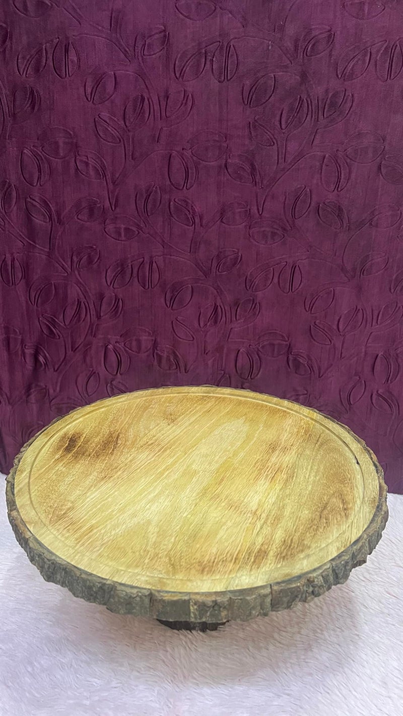 BAKERS 4U Wooden Natural Wood Cake Stand, 12 inch (30.48 cm) Diameter, Round - Image 5