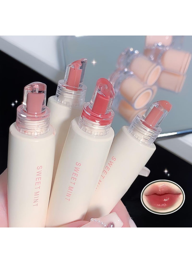 Pakivs 4 Colors Jelly Glossy Lip Gloss SetLong Lasting Moisturizing Tinted Lip BalmPlumping Water Lip Glaze Mirror Hydrating Liquid Lipsticks Brighten Lipstick 