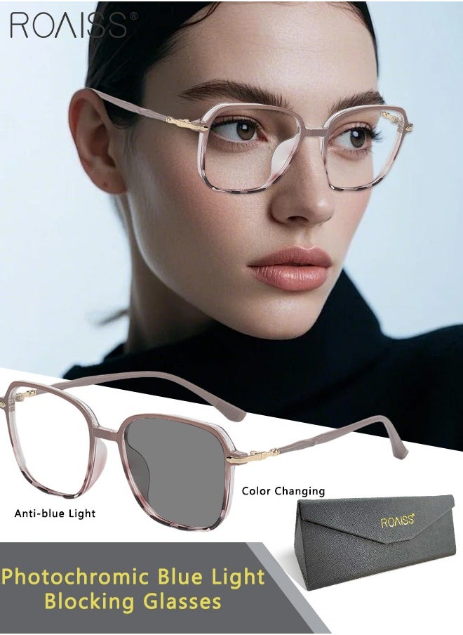 roaiss - Blue Light Blocking Sunglasses for Women Anti UV and Glare Blue Light Filter Computer Glasses Square Color Changing Anti Eyestrain Headache Eyewear Transparent Multicolour - Image 1