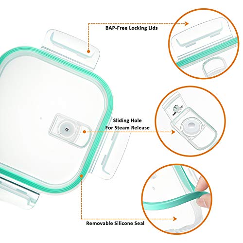 YEBODA Glass Food Storage Containers with Airtight Snap Locking Lids BPA Free Meal Prep Container Set For Home Kitchen Restaurant - Freezer, Microwave, Oven, Dishwasher Safe [28oz, 4 Pack] - Image 5