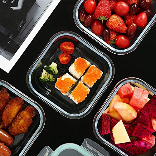 YEBODA Glass Food Storage Containers with Airtight Snap Locking Lids BPA Free Meal Prep Container Set For Home Kitchen Restaurant - Freezer, Microwave, Oven, Dishwasher Safe [28oz, 4 Pack] - Image 2