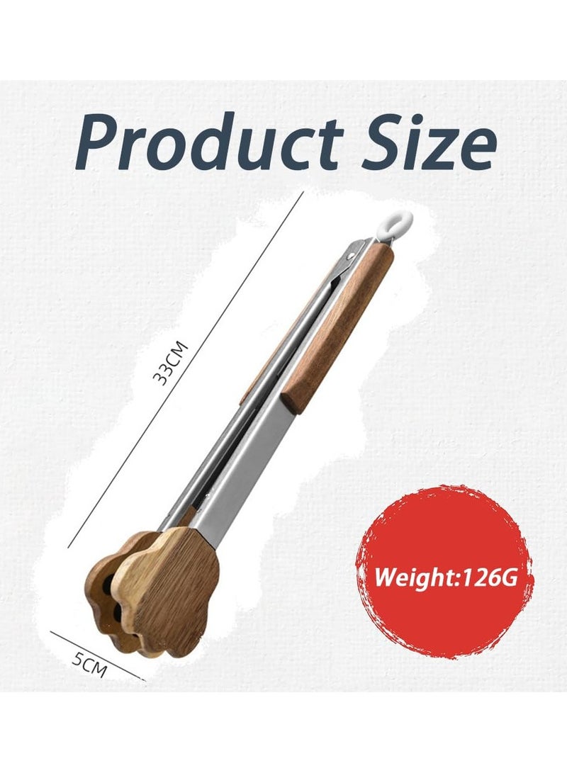 SOLARAE Wood Kitchen Tongs for Cooking, Professional Wood Barbecue Tongs, Wooden Handle Salad Serving kitchen's Cooking Tongs Ideal for BBQ, Steaks, Salad, Serving Food, Bread, Grilling - Image 2